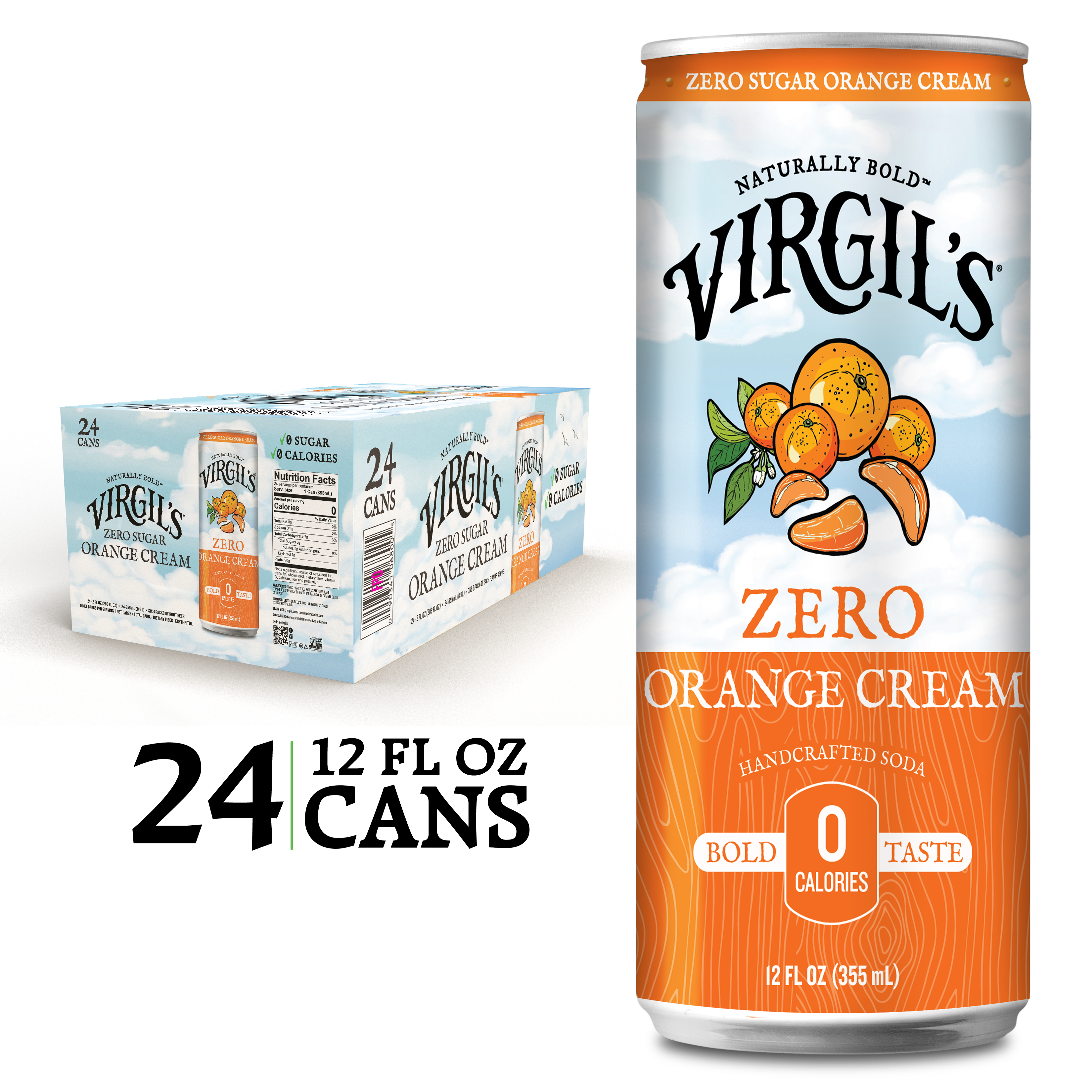 Virgil's Zero Sugar Orange Cream Soda 24 Pack - Cans - Drink
