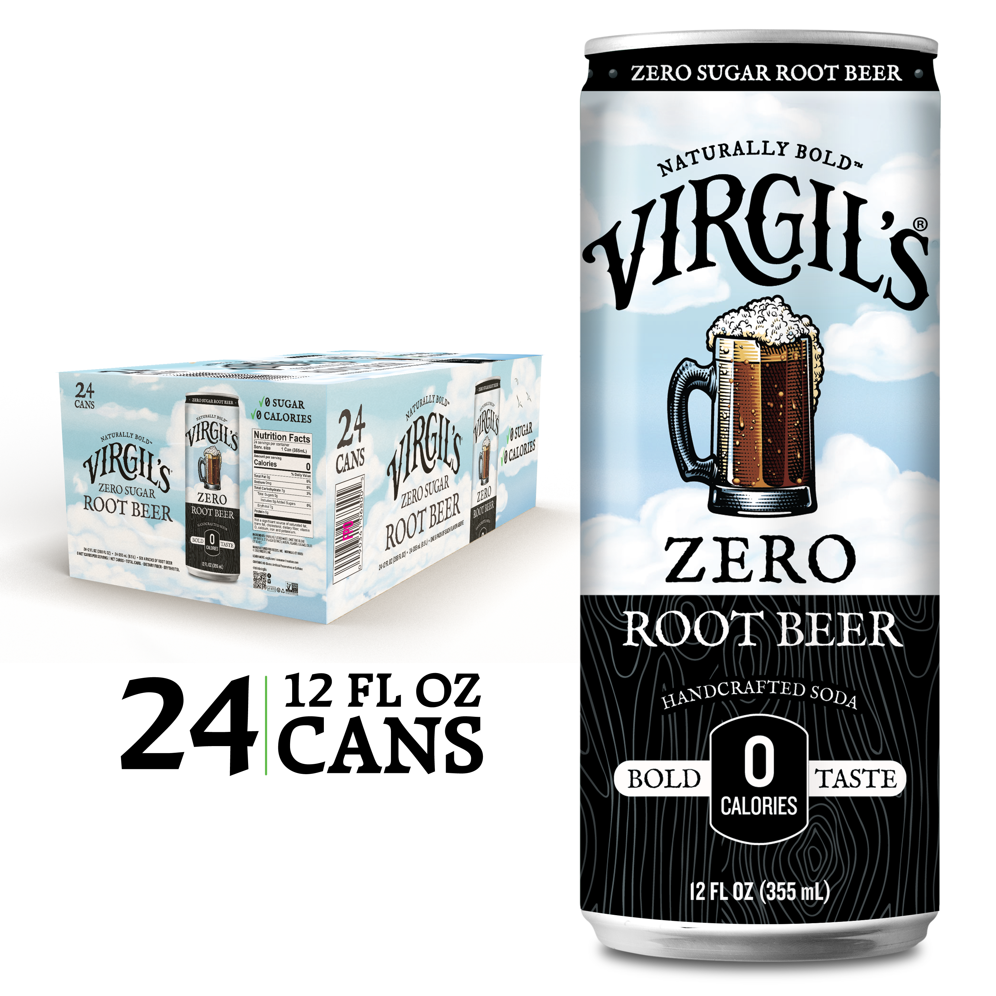 Virgil's Zero Sugar Root Beer 24 Pack - Cans - Drink Virgil's