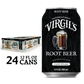 Virgil's Root Beer 24 pack with a single black can displayed next to it.
