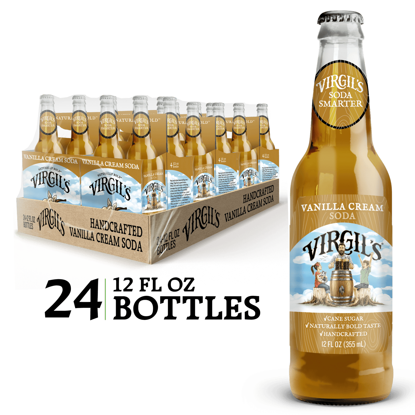 VIRGIL'S VANILLA CREAM SODA 24 PACK GLASS - Reed'sInc